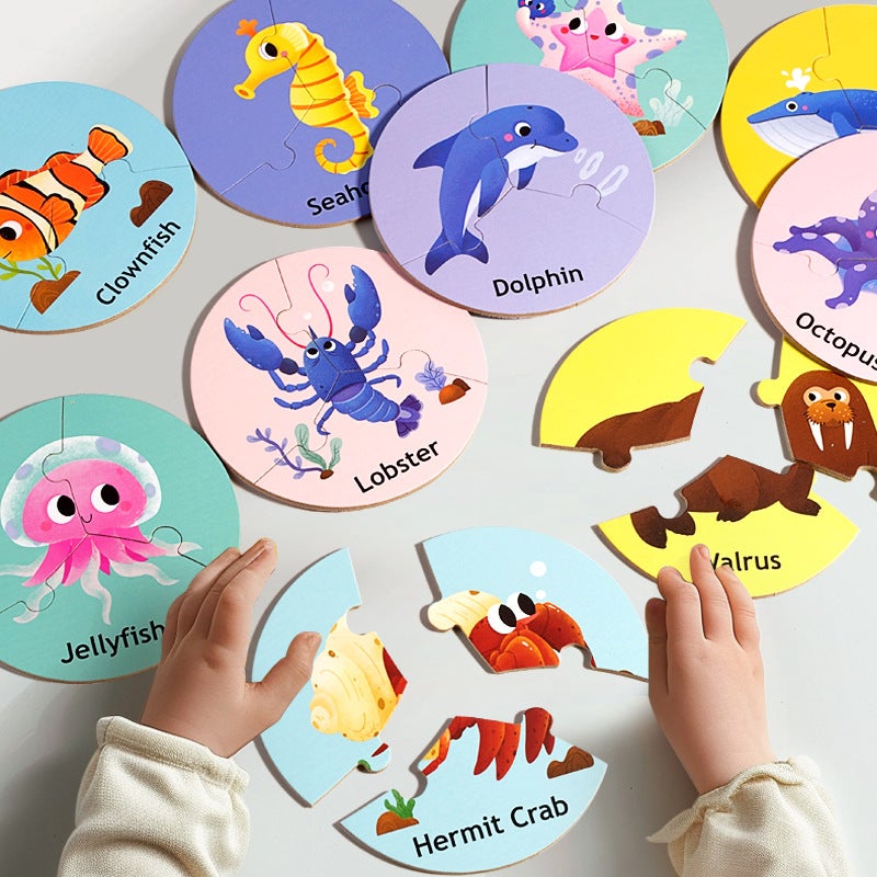 Children'S Puzzle Board Game Wooden Matchmaking Animal Ocean Matching Puzzle Mood Logic Training Toy - Image 3